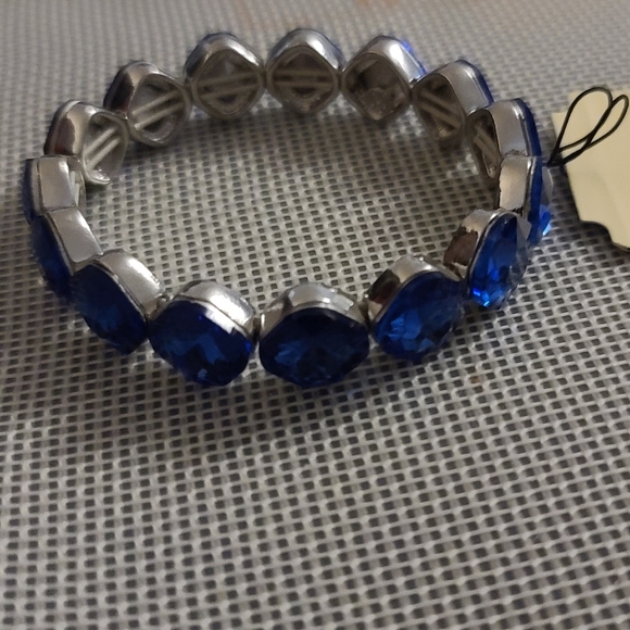 Monet blue crystal and Silver-tone bracelet